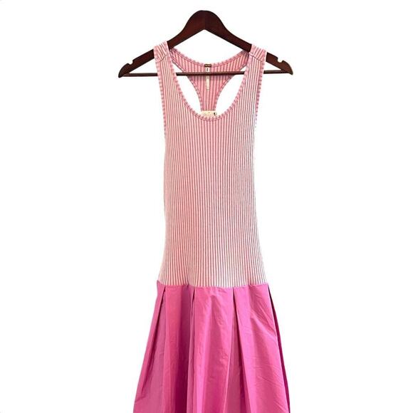 Free People Drops Of Venus Midi Dress Pink Size Large Vacation Spring Summer NWT - Picture 5 of 9